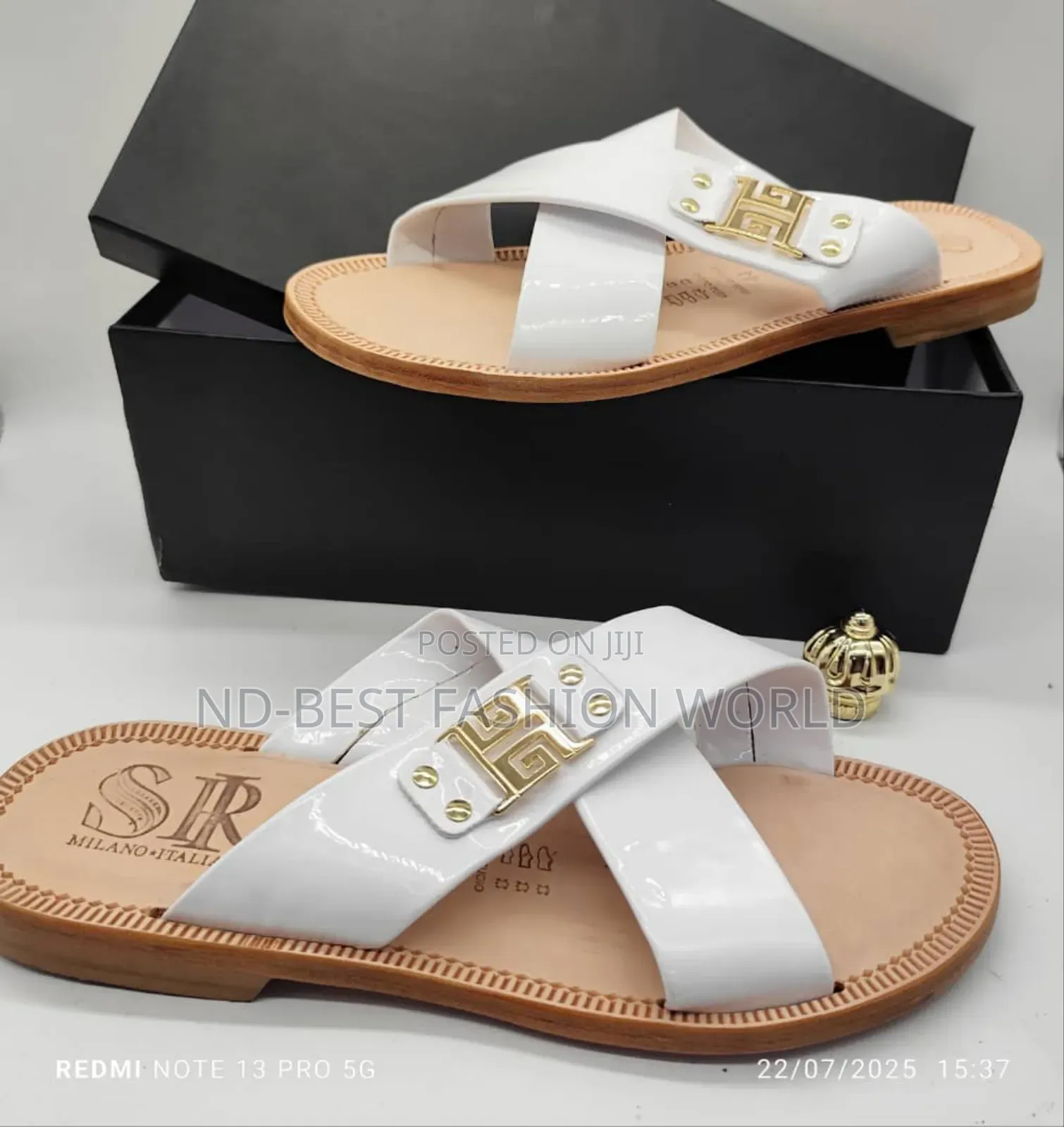 White Leather Italian Slippers