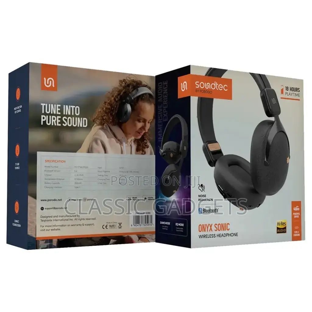 Porodo Soundtec Onyx Sonic Wireless Headphone