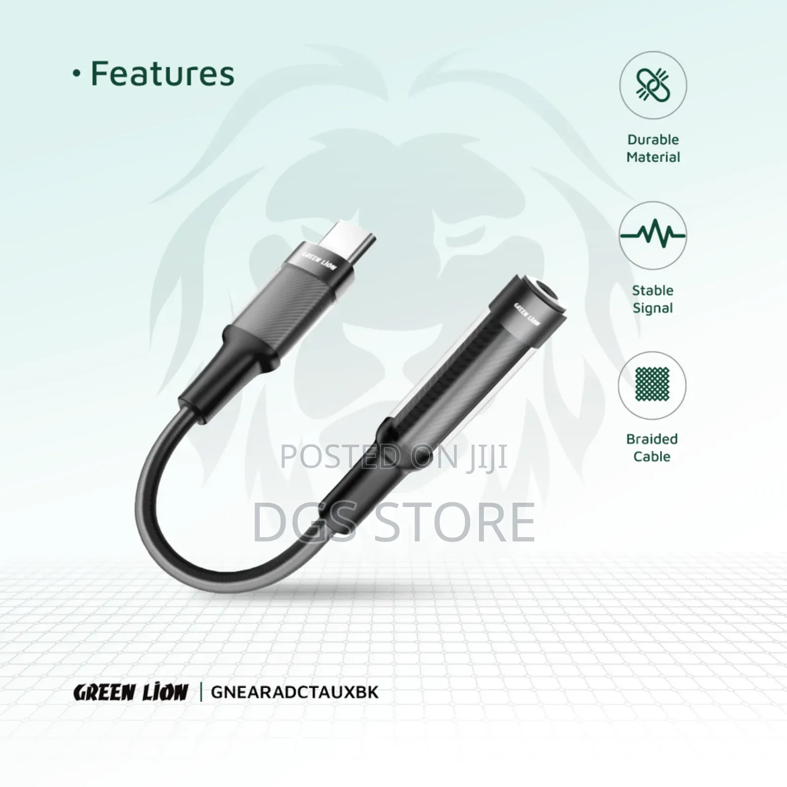 Green Lion Earphone Adapter Usb C to 3.5 Audio Jack