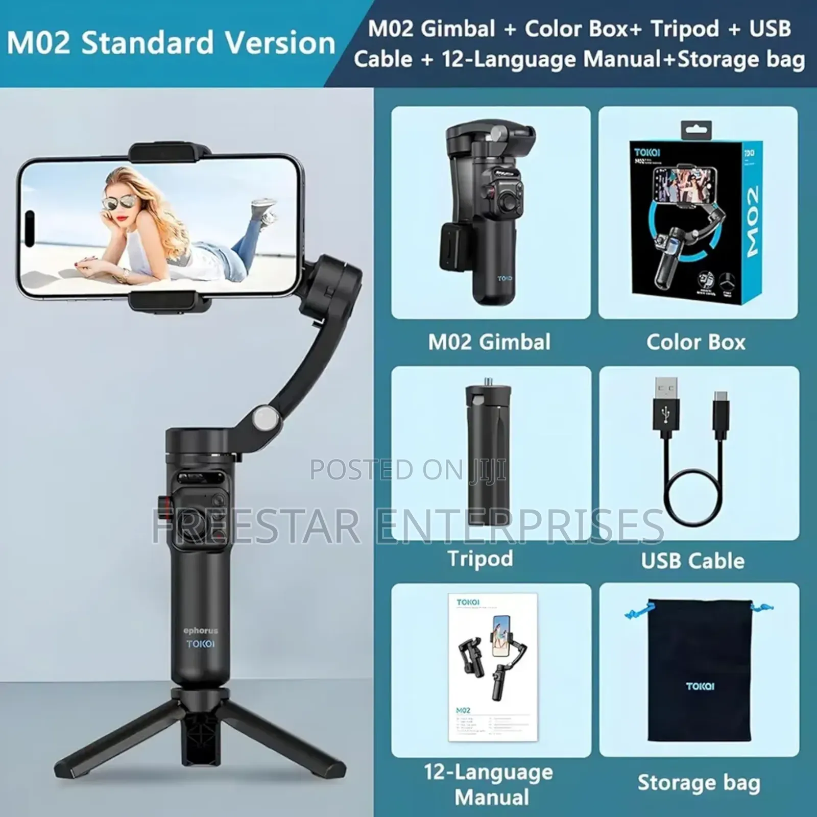Tokqi M02 Gimbal Selfie Tripod With Detachable Remote.