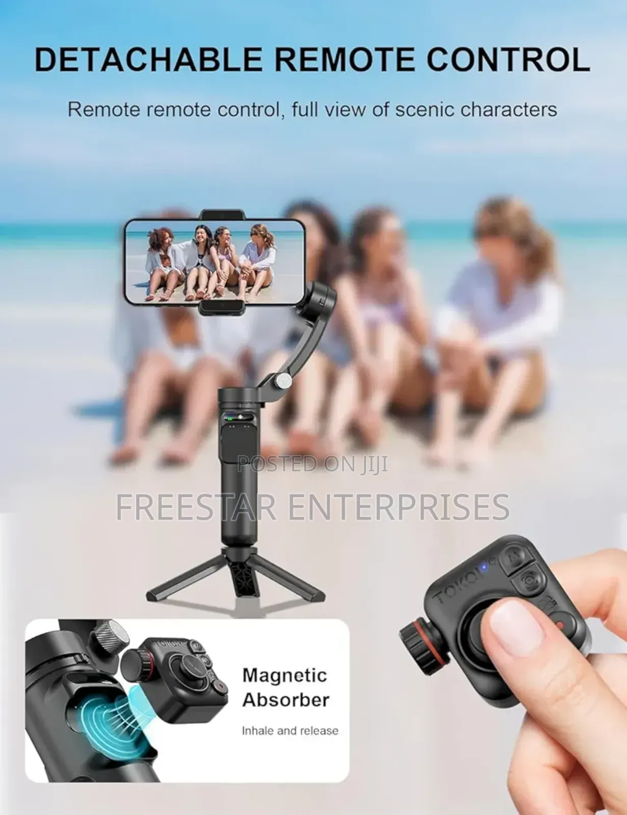 Tokqi M02 Gimbal Selfie Tripod With Detachable Remote.