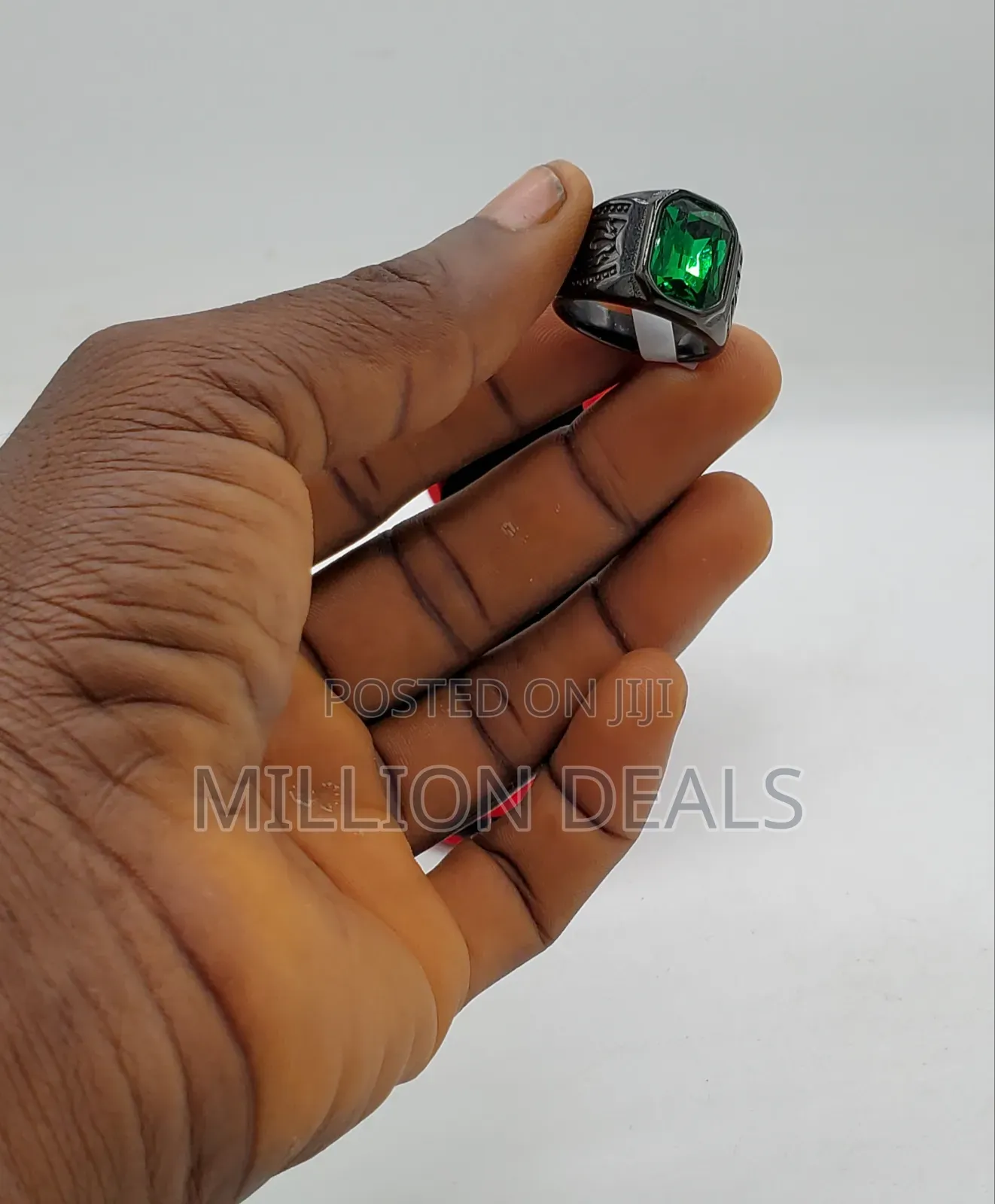 Trendy Black Green Stylish Men's Ring