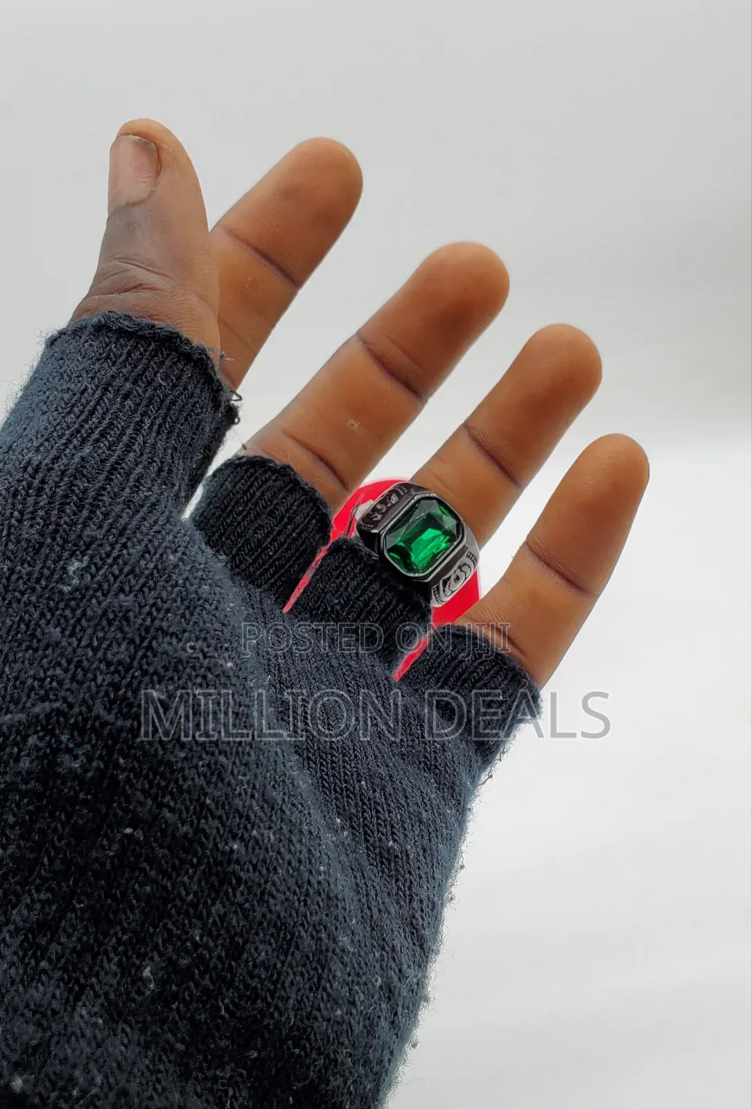 Trendy Black Green Stylish Men's Ring