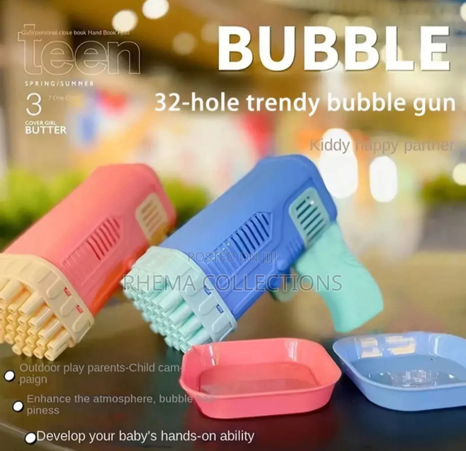 32 Holes Children Handheld Water Bubble Fun/Toy Machine Gun