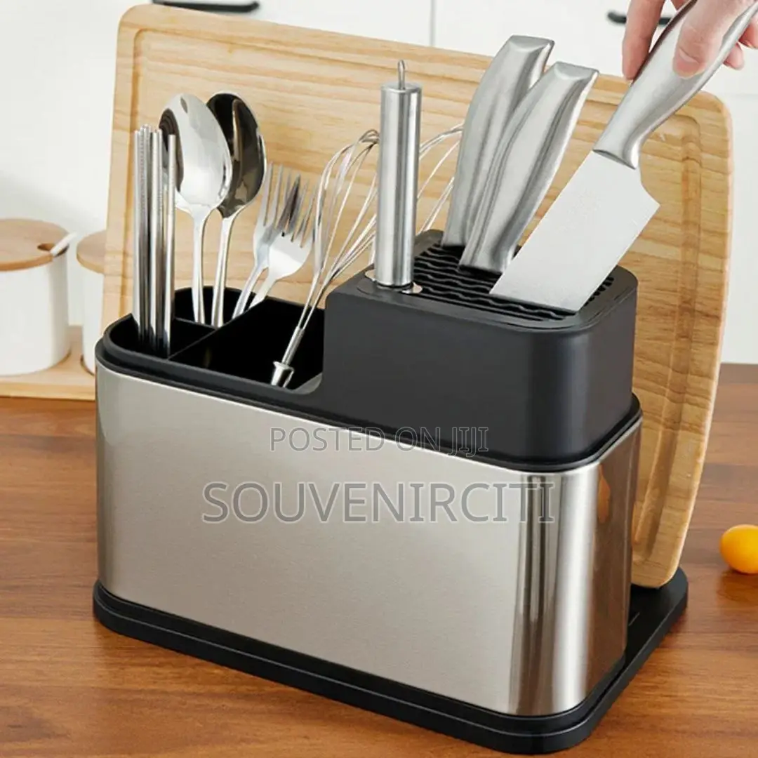 Stainless Steel Cutlery Drainer With Knife Rack
