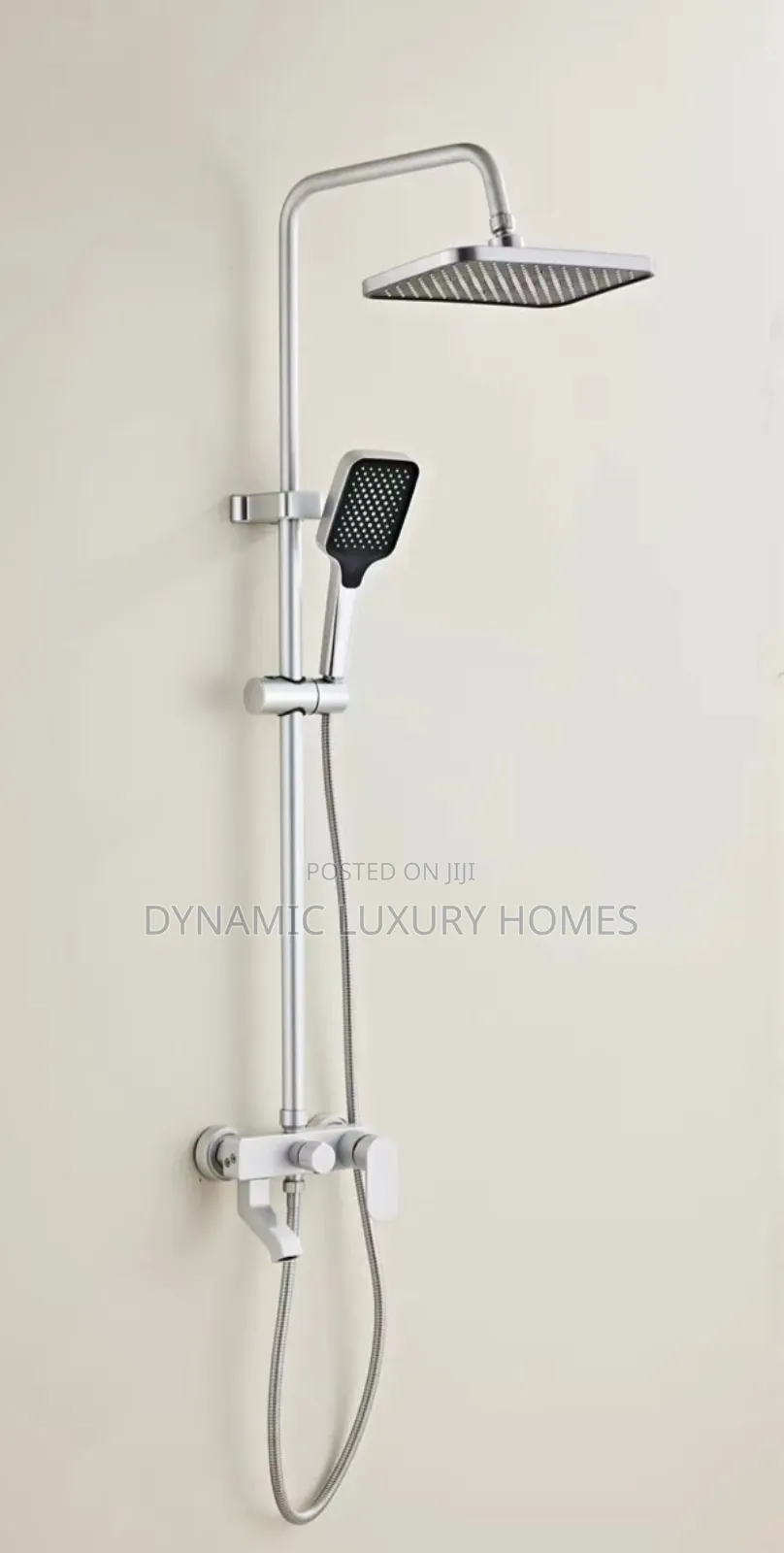 Original White Standing Shower Mixer, Hot and Cold