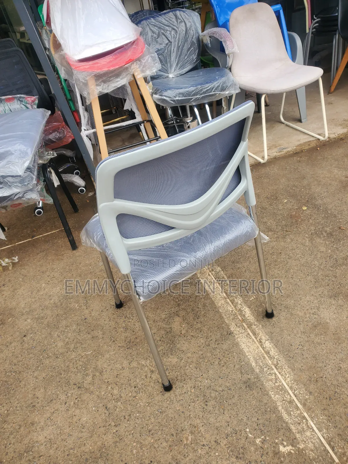 Italian Mesh Plastic And Metal Chair