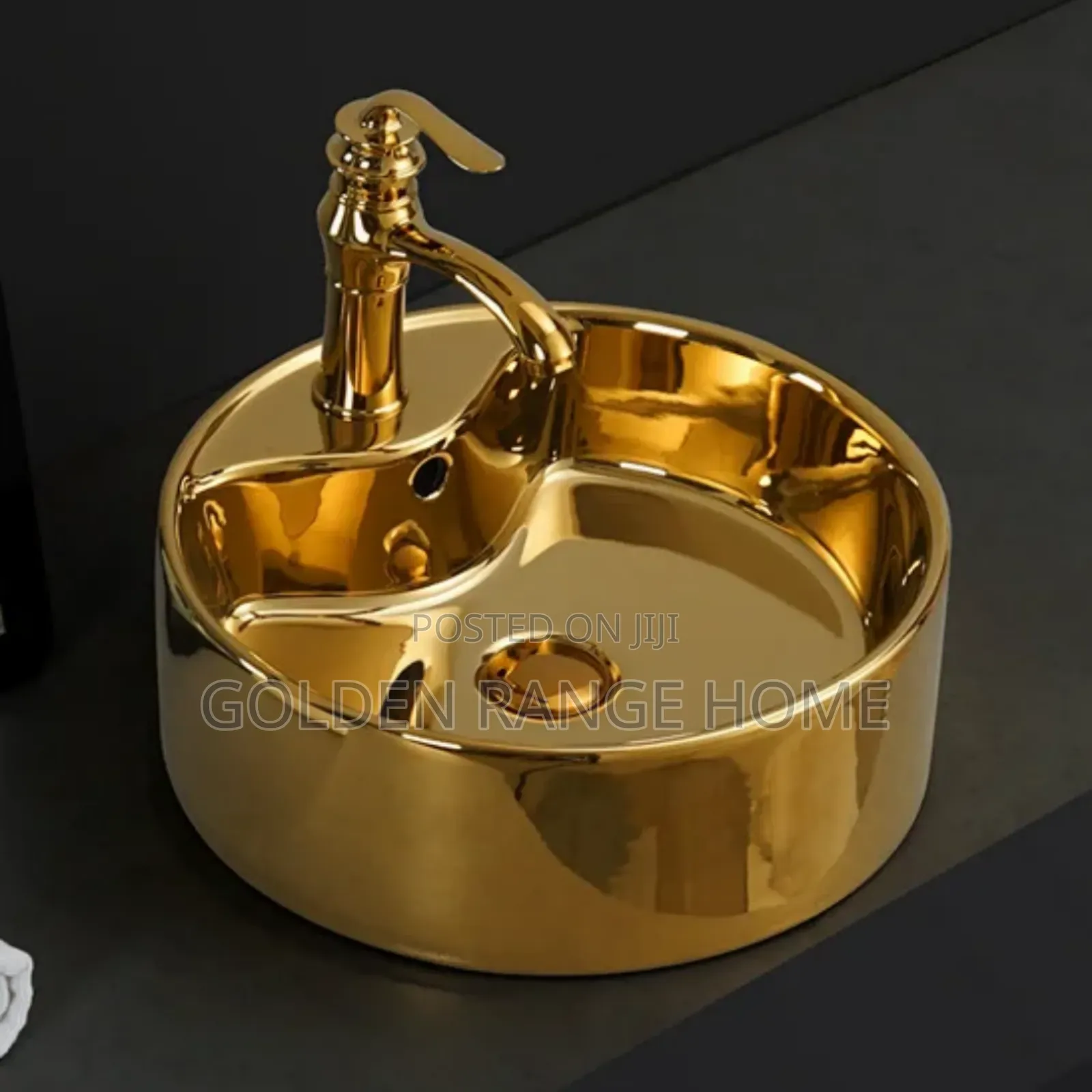 40x40cm Gold Ceramic Countertop Basin