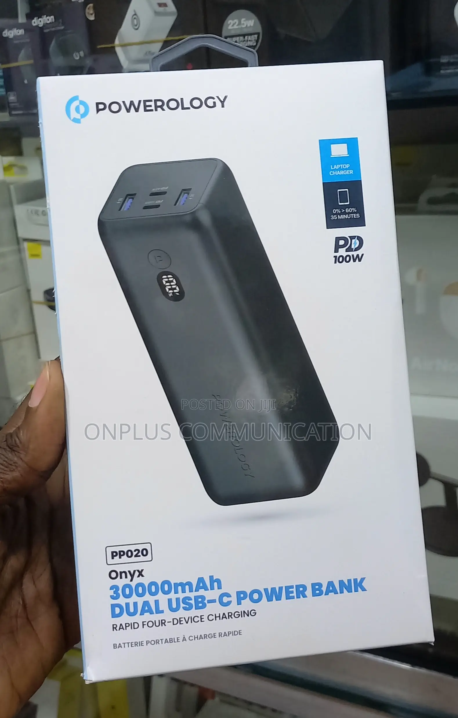 Powerology Onyx 30000mah Dual Usb-C Power Bank
