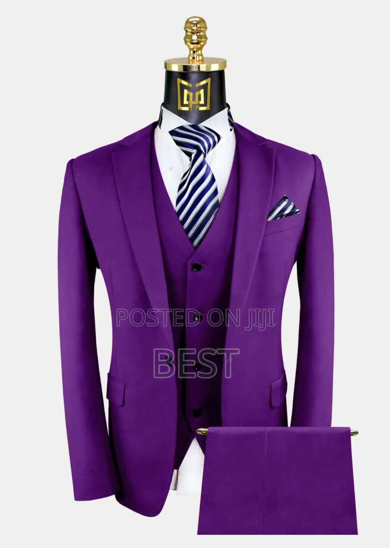 Men's Quality 3pis Suit Purple Color