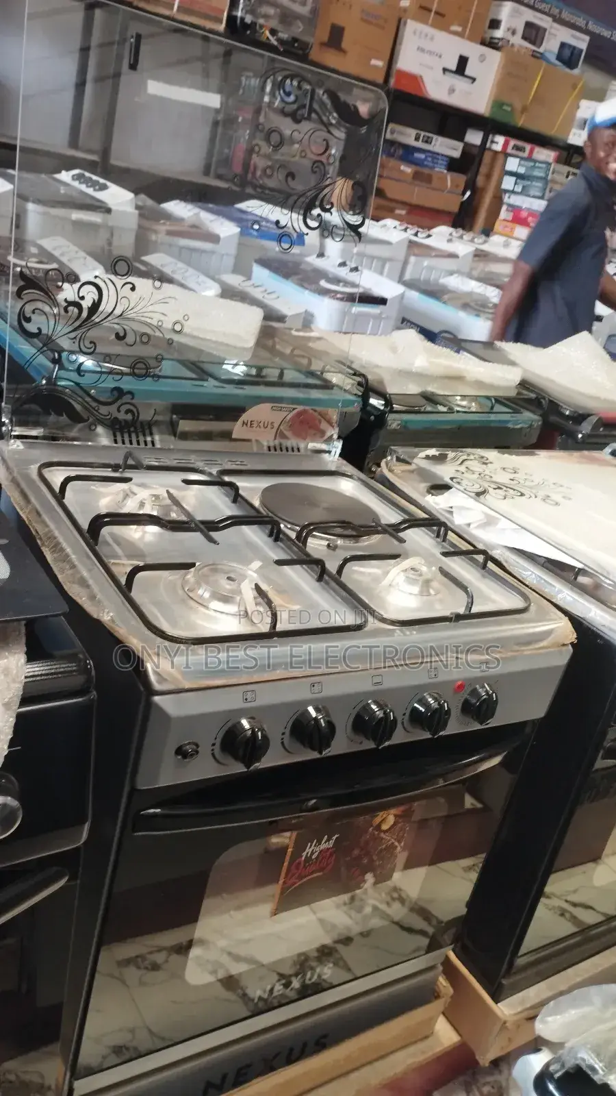 Nexus Gas Cooker 60x60 3 Gas +1 Electric Black Nx-6004