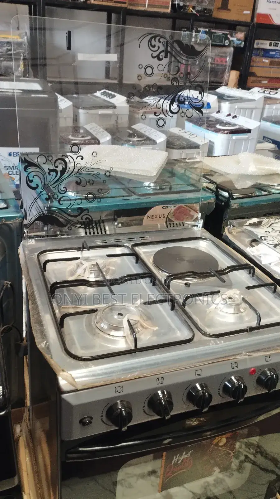Nexus Gas Cooker 60x60 3 Gas +1 Electric Black Nx-6004