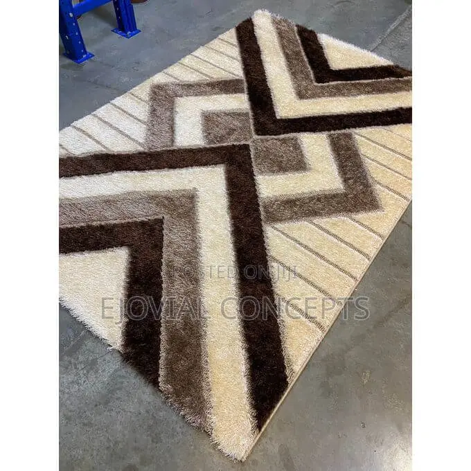 Shaggy Fluffy Centre Rug (Brown) 4by6ft