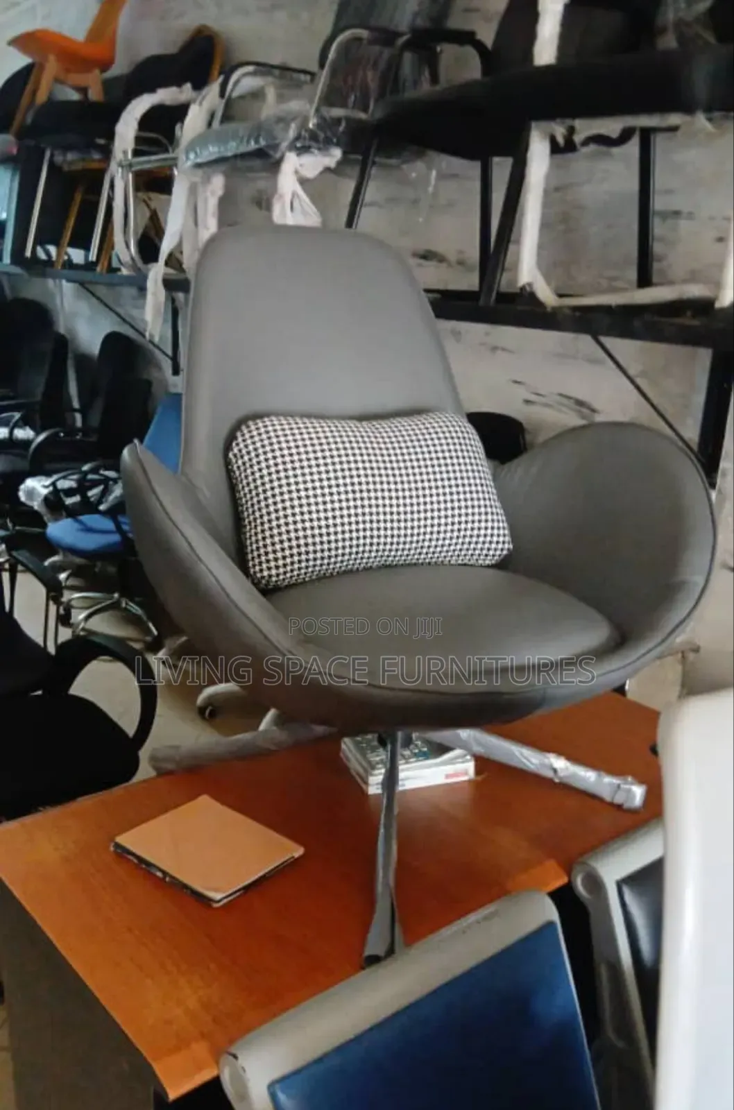 Accent Leather Chair With Pillow