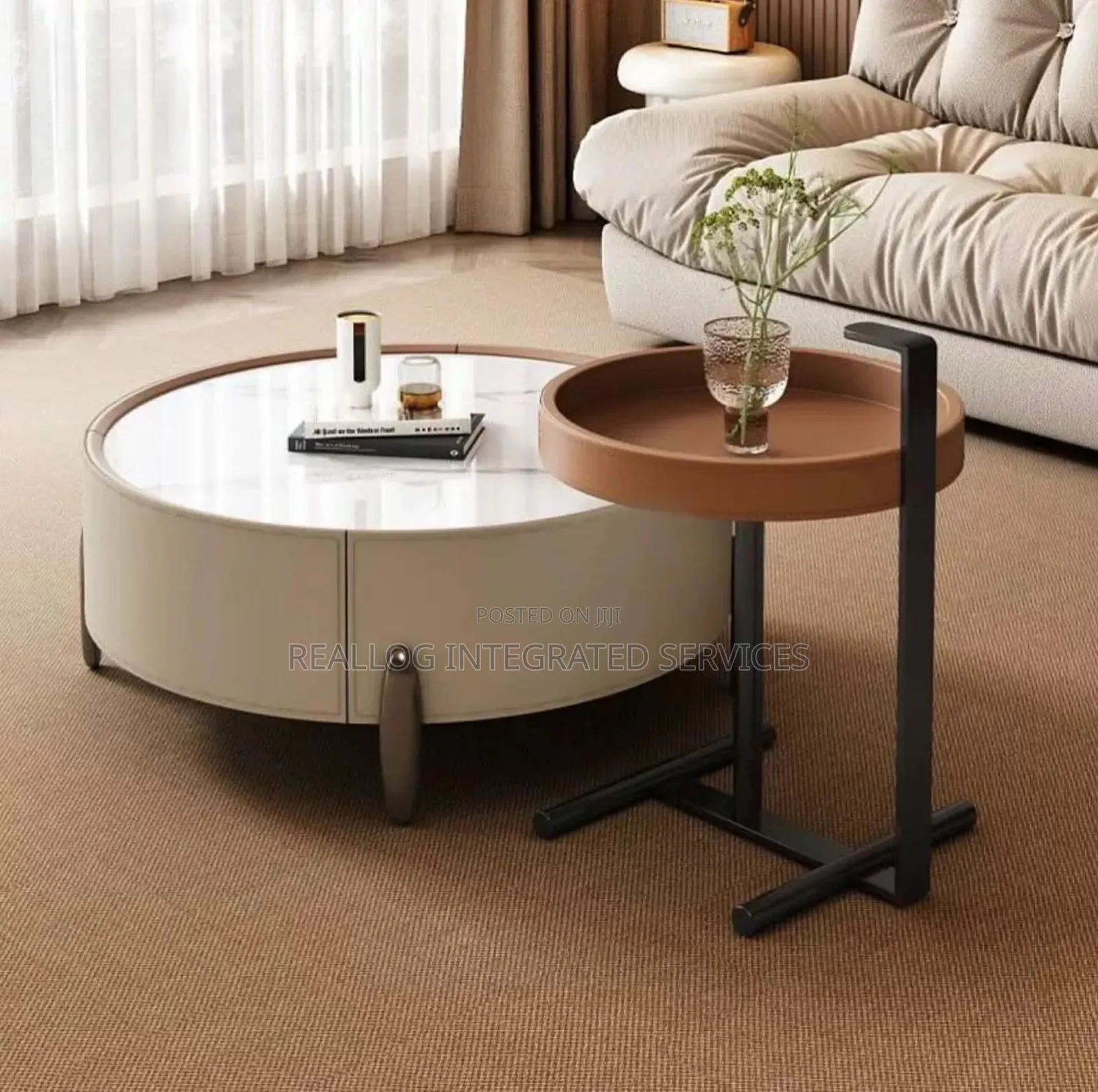 Marble Top Center Table and Side Stool