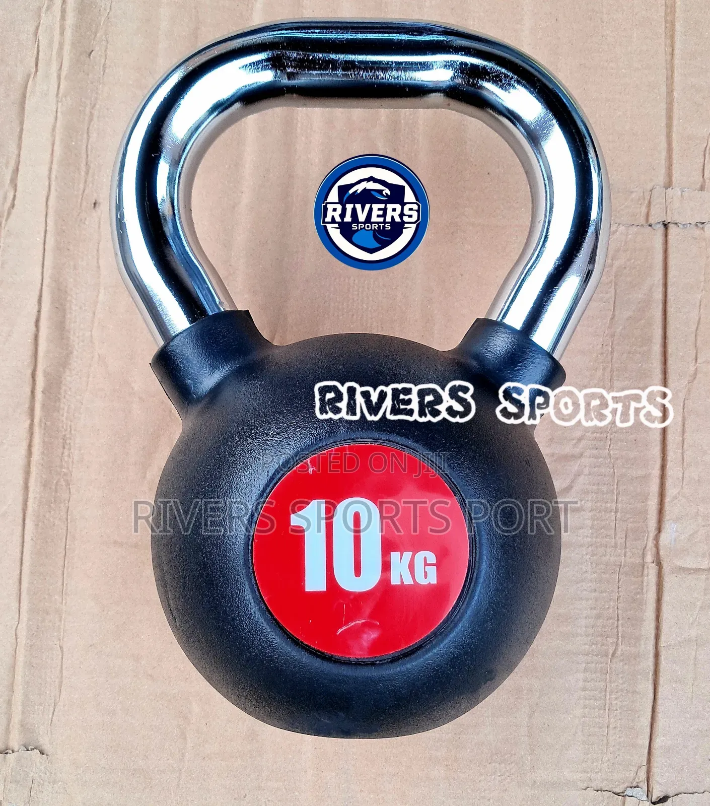 10kg Rubber Coated Cast Iron Kettlebell With Chrome Handle