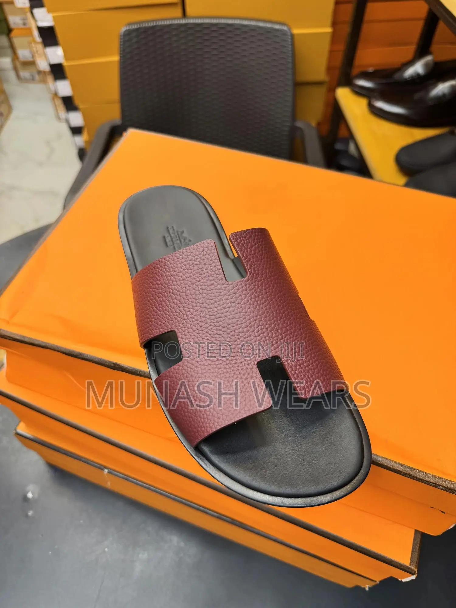 Original Leather Hermes Design ,Wine and Blue