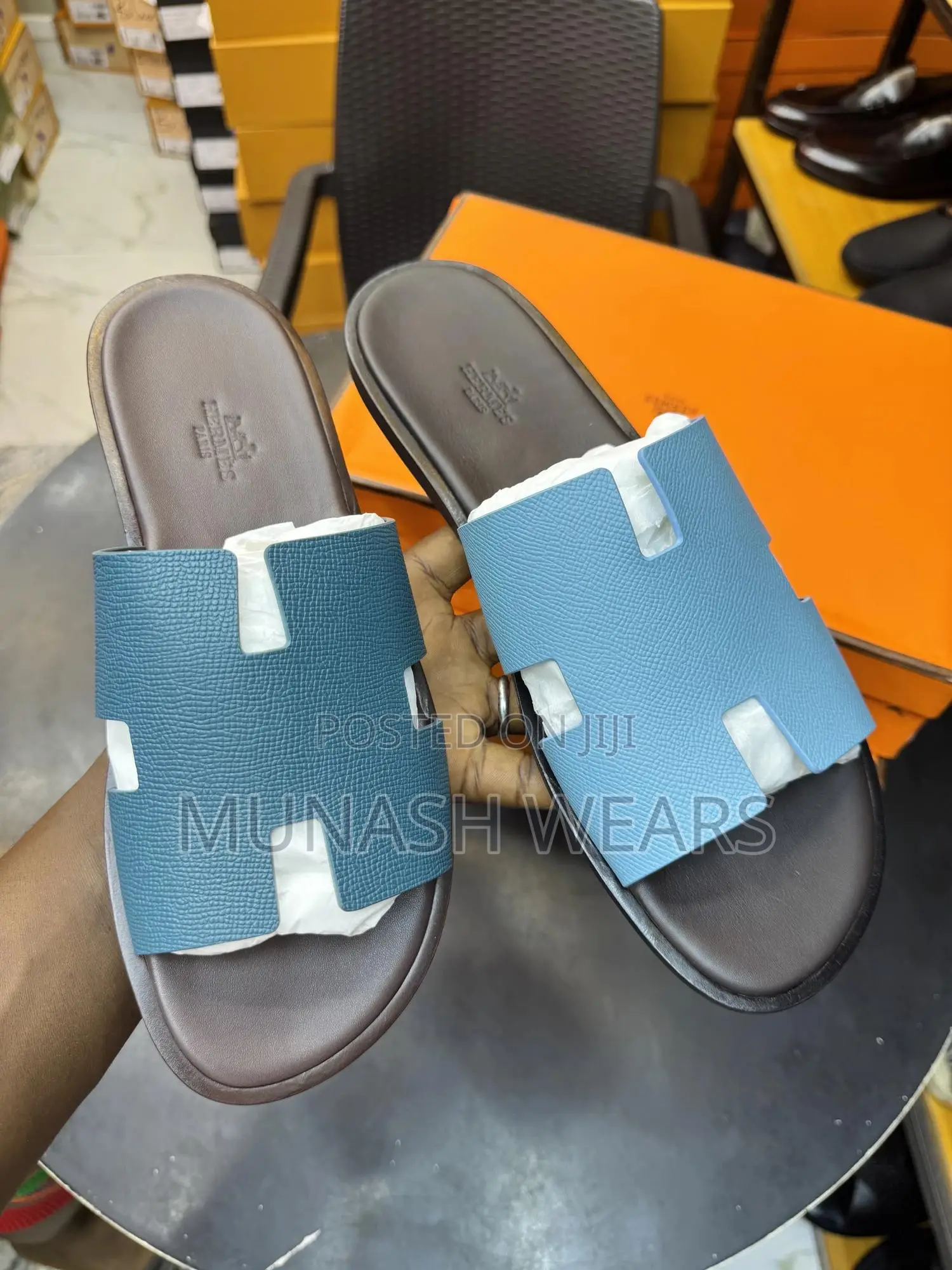Original Leather Hermes Design ,Wine and Blue