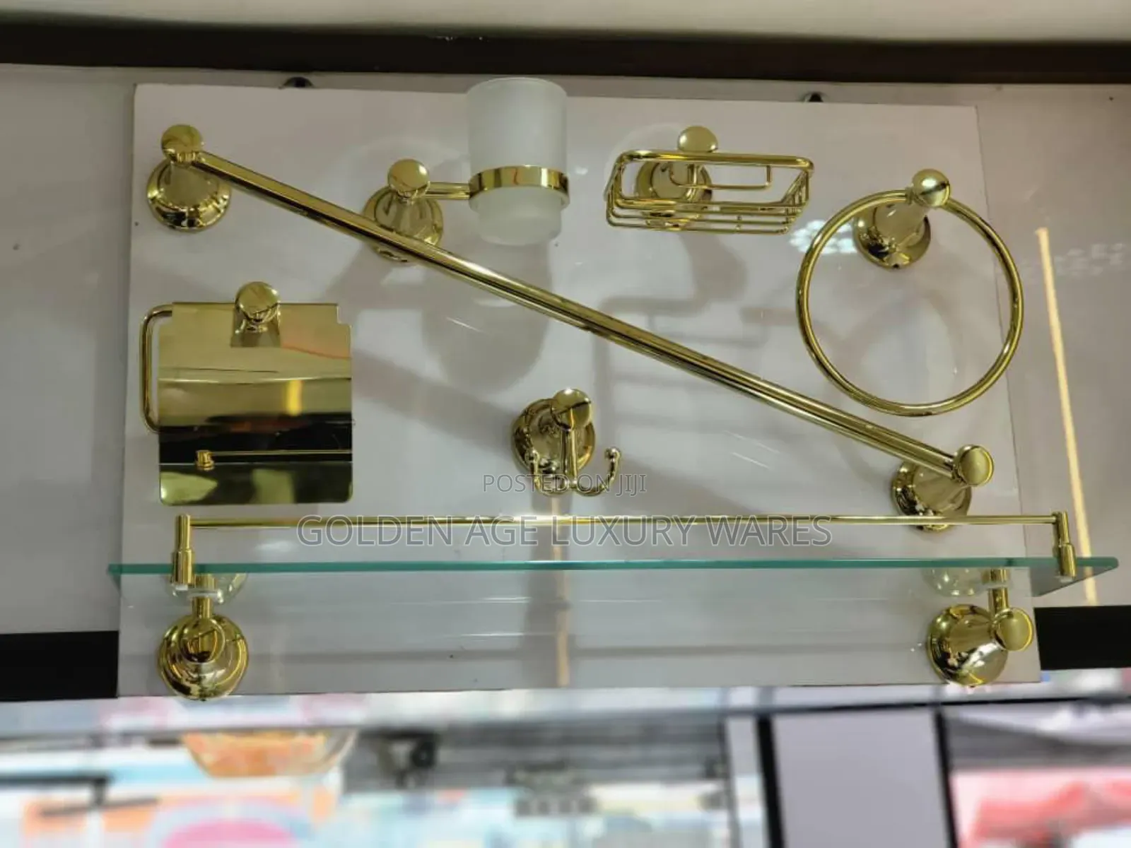 7 Set Gold Complete Bathroom Accessories