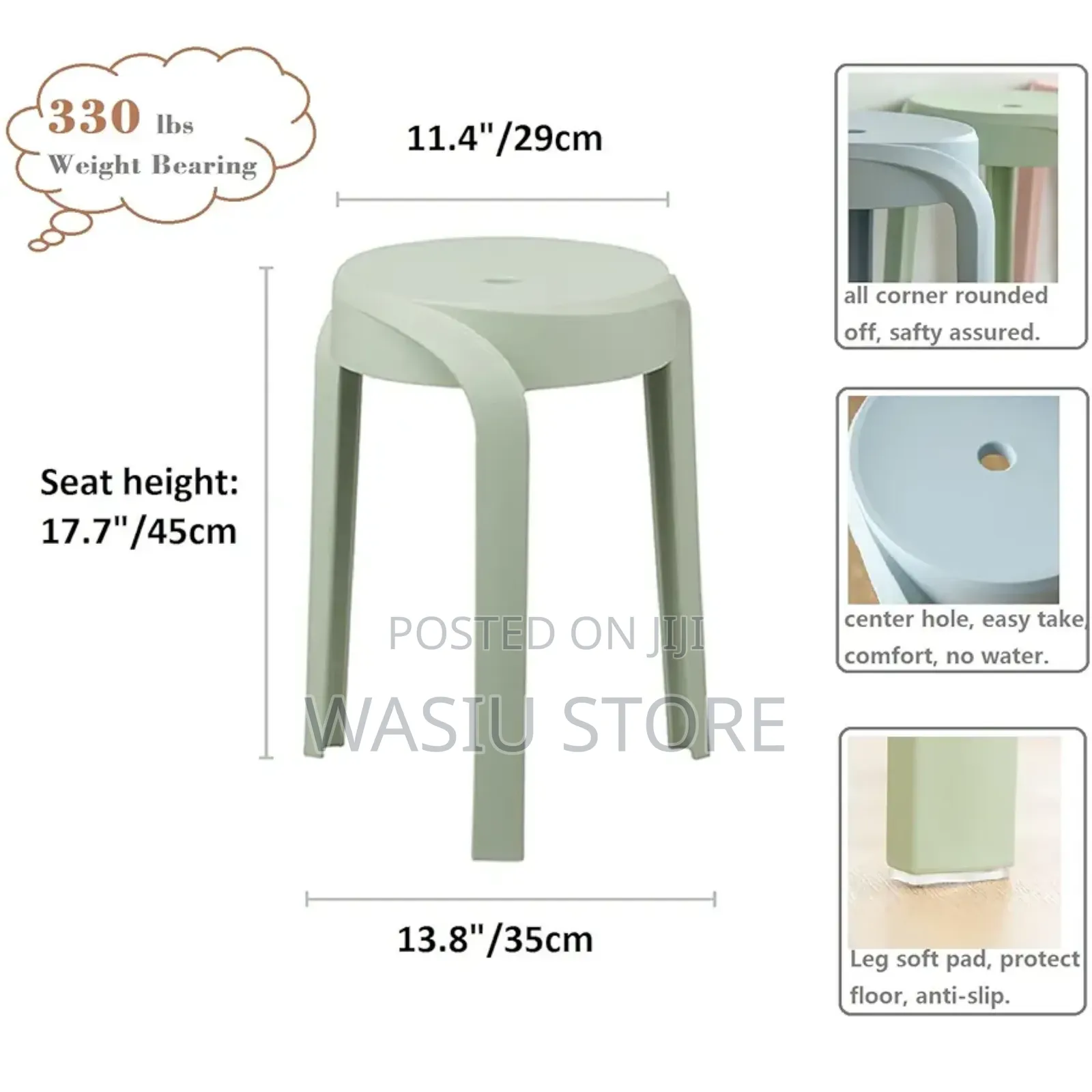 17.7 Inch Height Modern Plastic Stool