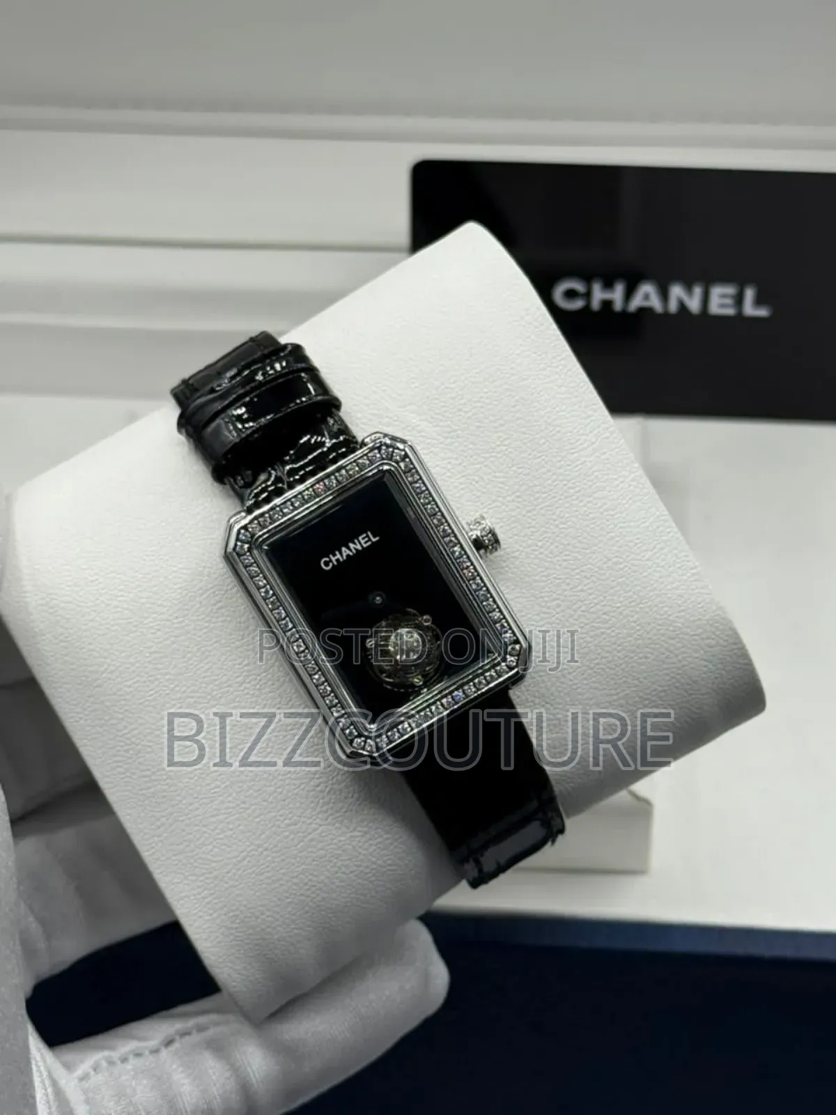 Original Chanel Black Genuine Leather Strap Watch