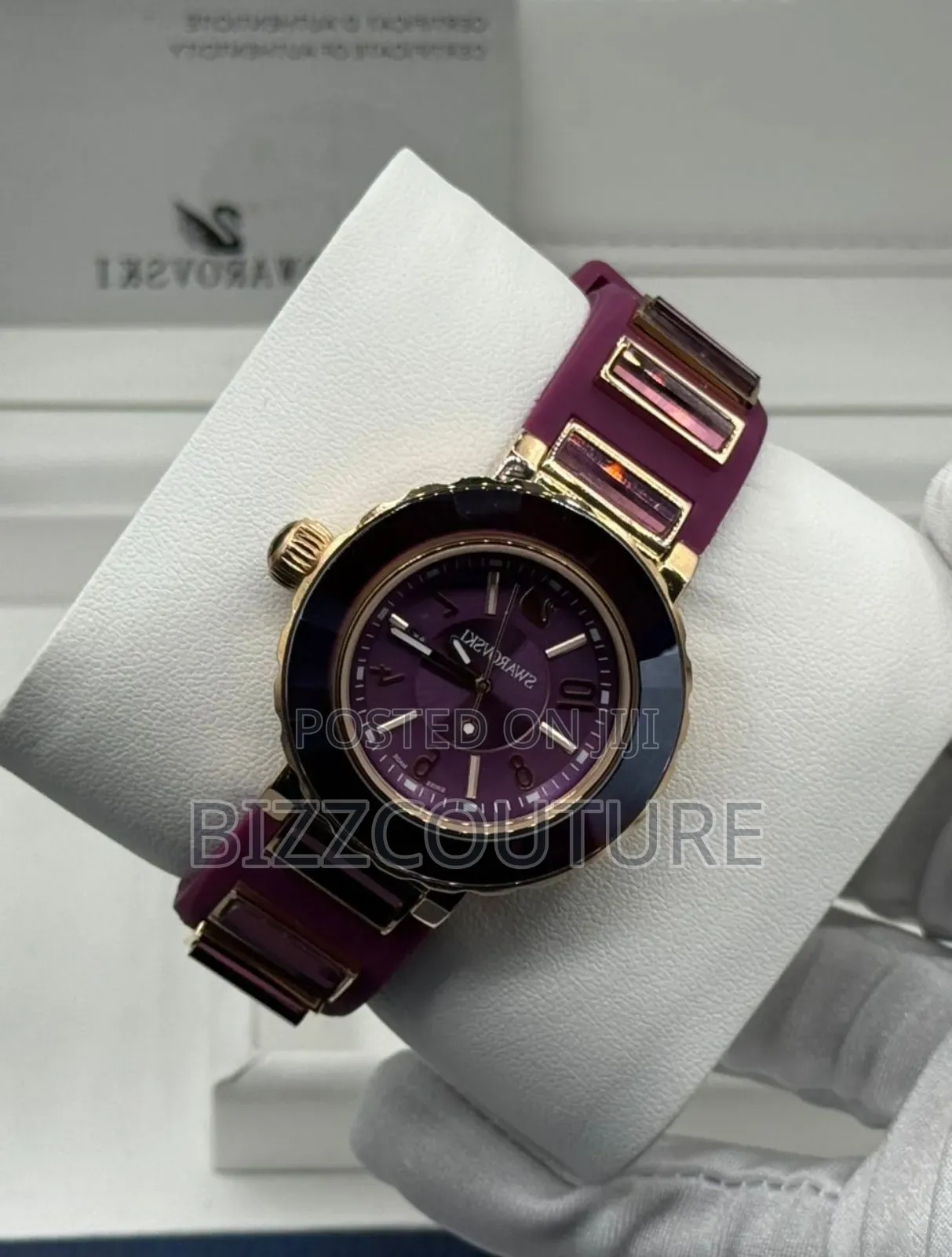 Original Swarovski Purple Rubber Strap Watch in Store