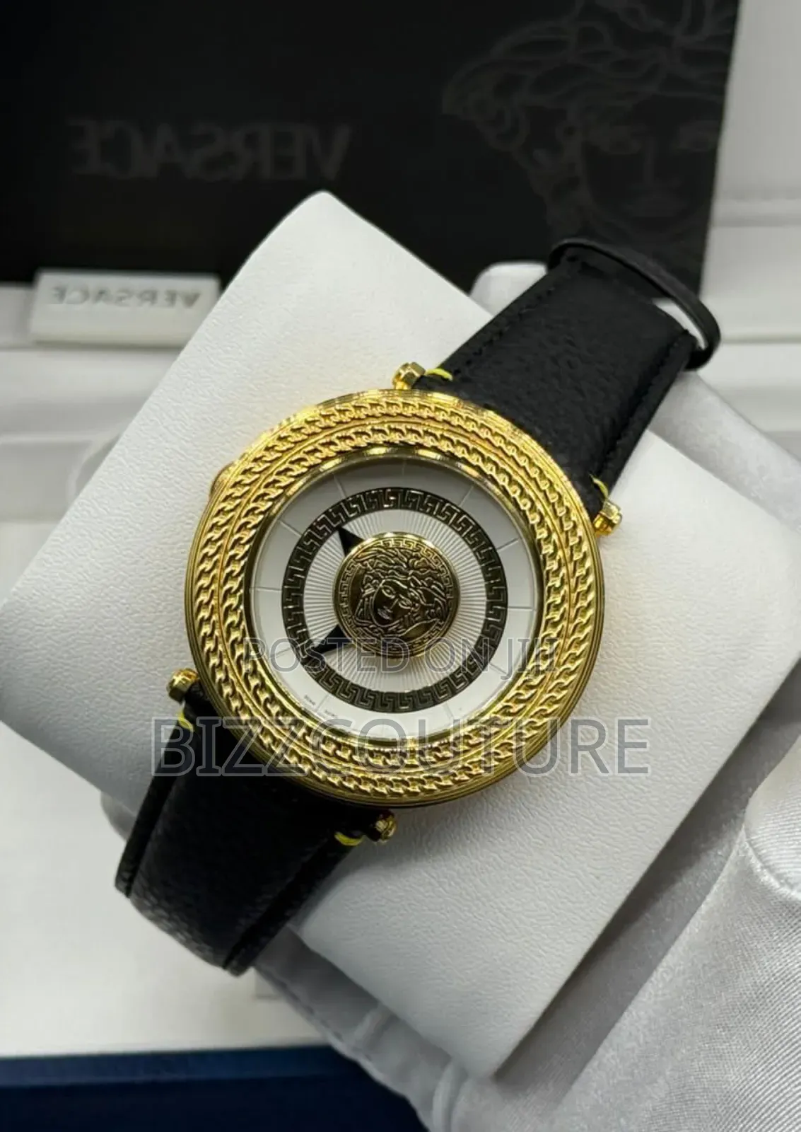 Original Versace Black Genuine Leather Strap Watch