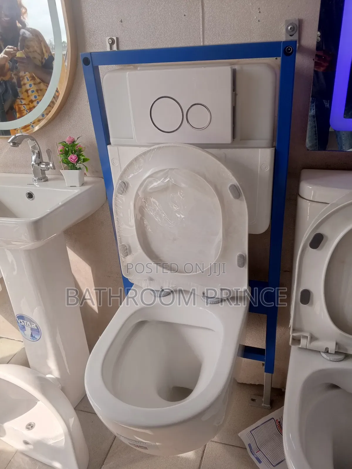 Conceal Water Closet With White Flush Plate