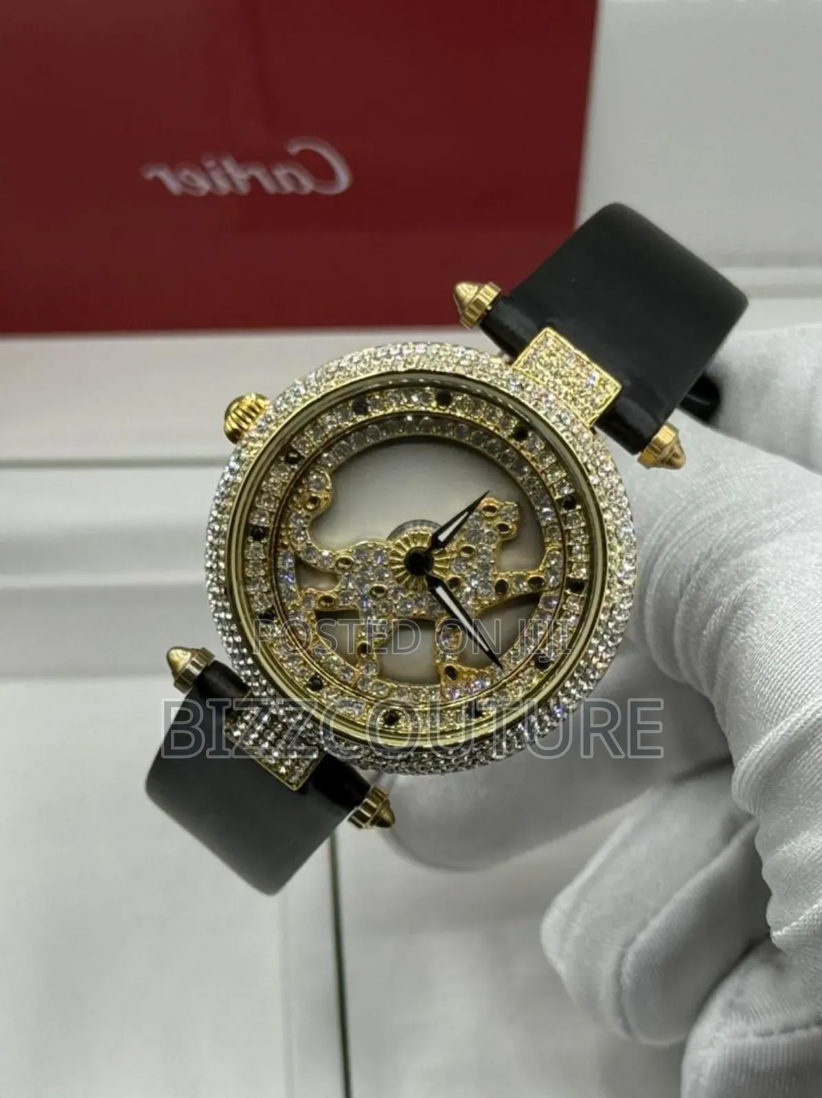 Original Cartier Black Genuine Leather Strap Watch