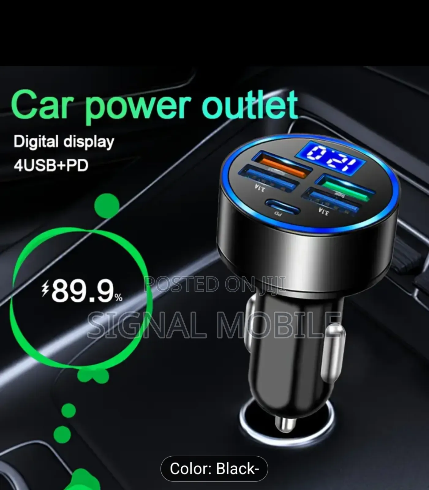 5 Ports Car Charger With Led Display Fast Charging