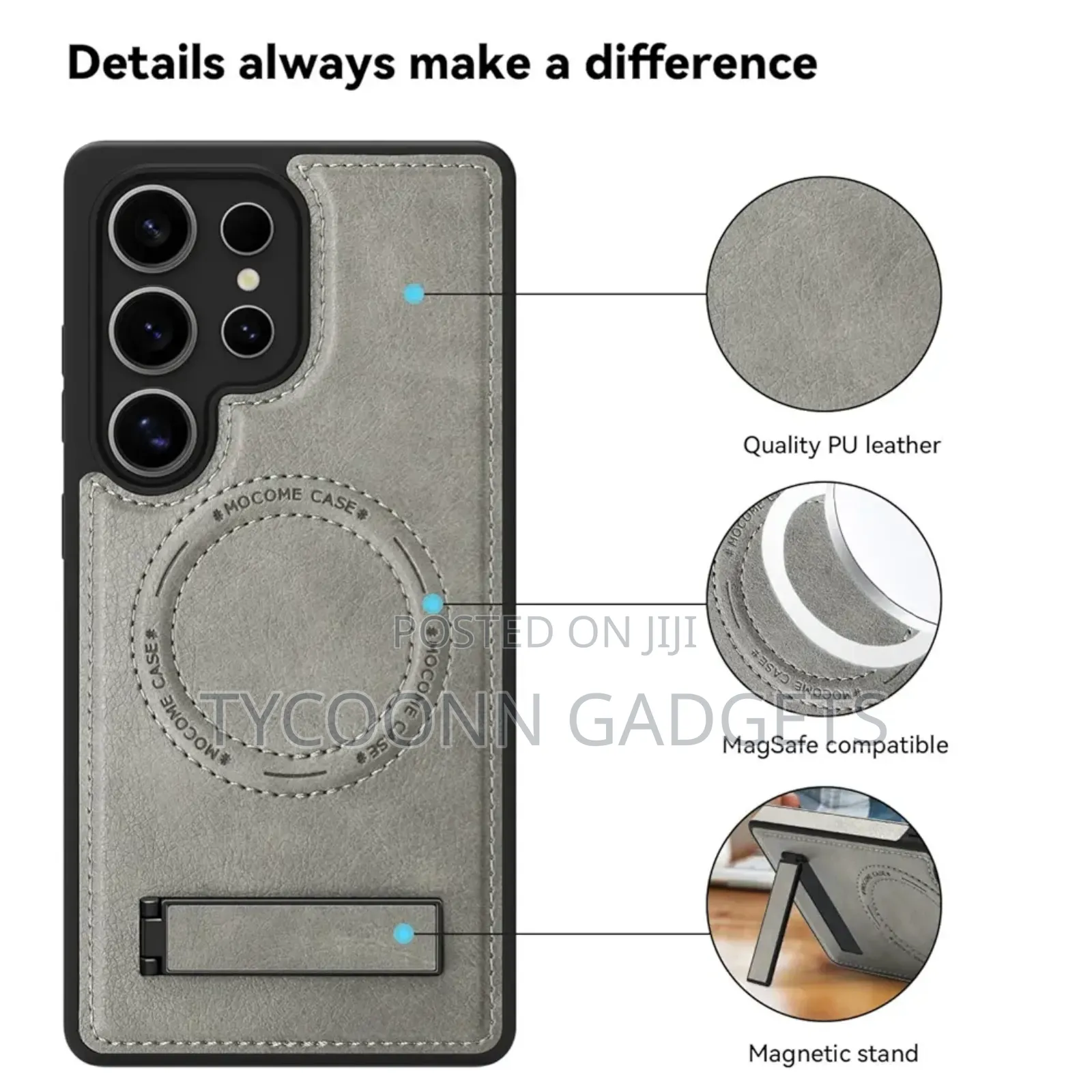 Samsung S25 Ultra Leather Case With Magsafe and Kickstand