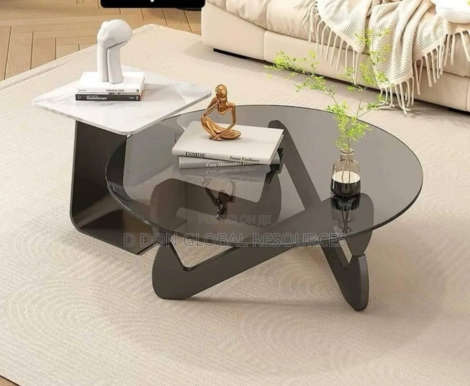 Glass Centre Table With Side Stool