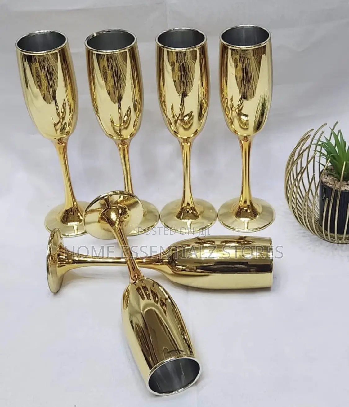 Gold Electroplated Champagne Glass - 6 Pieces Set