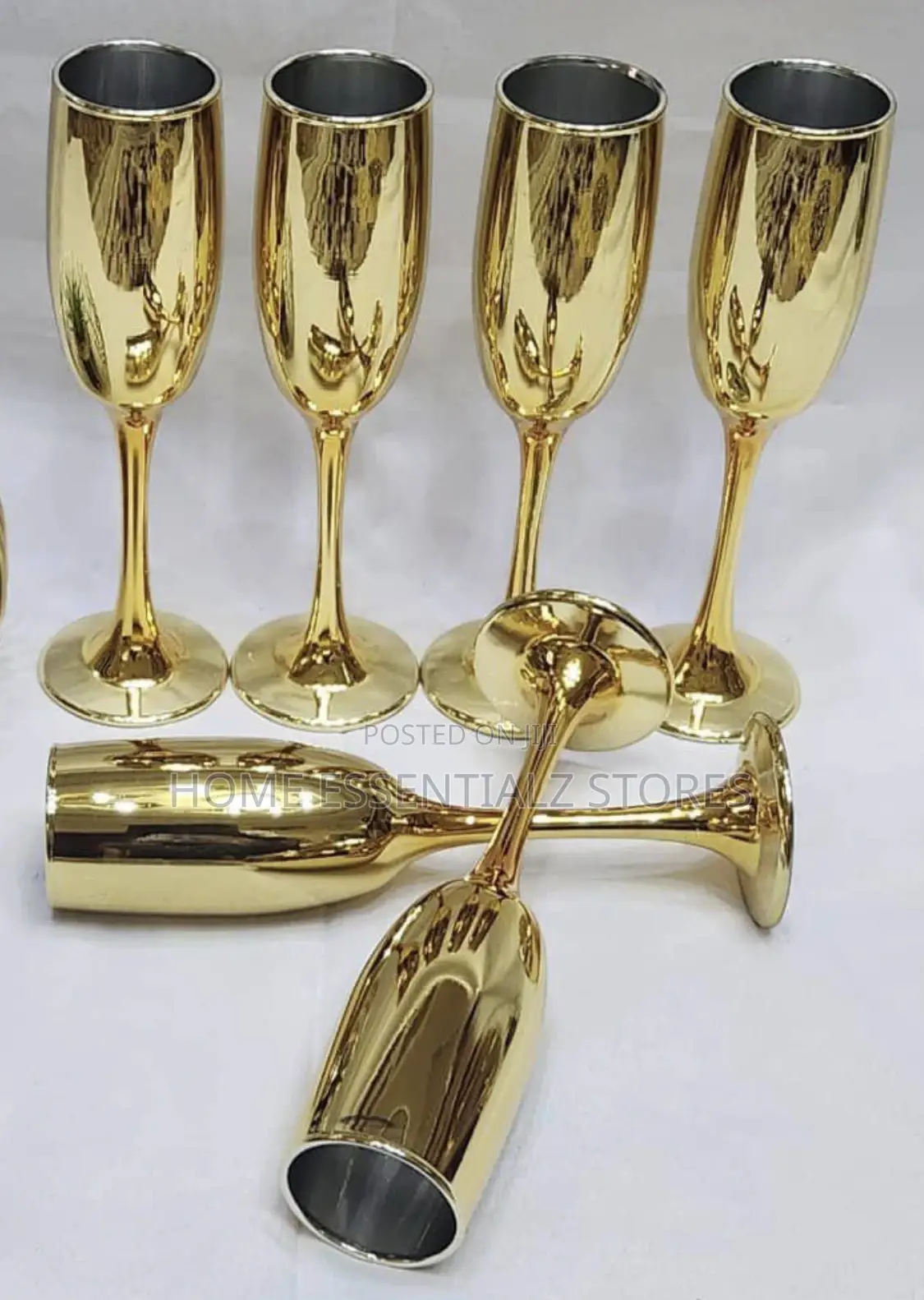 Gold Electroplated Champagne Glass - 6 Pieces Set