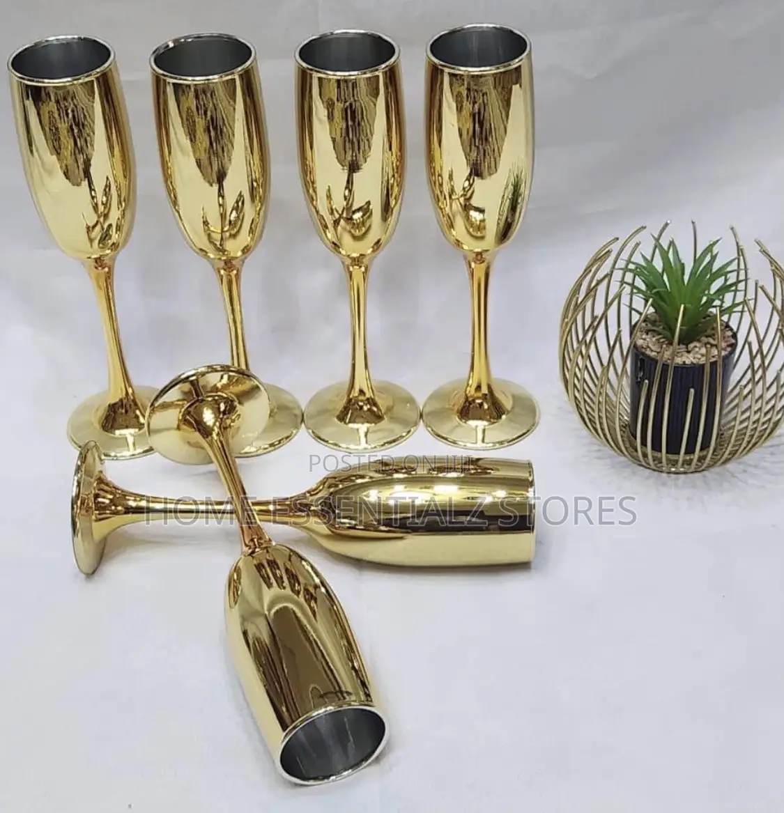 Gold Electroplated Champagne Glass - 6 Pieces Set