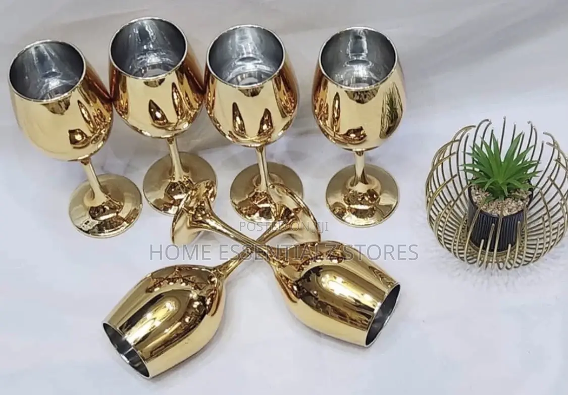 Gold Electroplated Wine Glass - 6 Pieces Pack