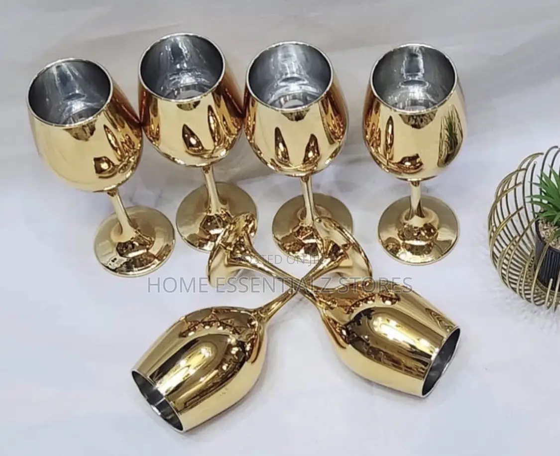 Gold Electroplated Wine Glass - 6 Pieces Pack