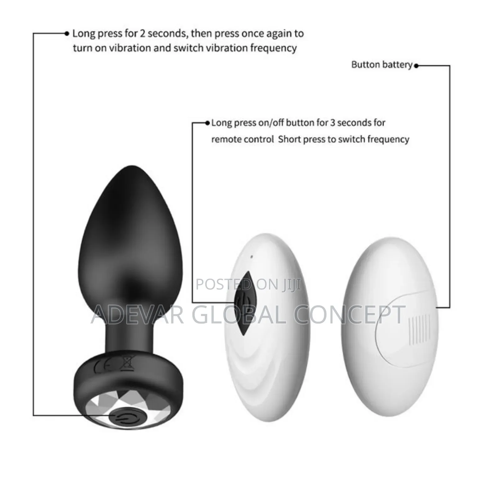 Wireless Remote Control Anal Plug Vibrator Women Sex Toy
