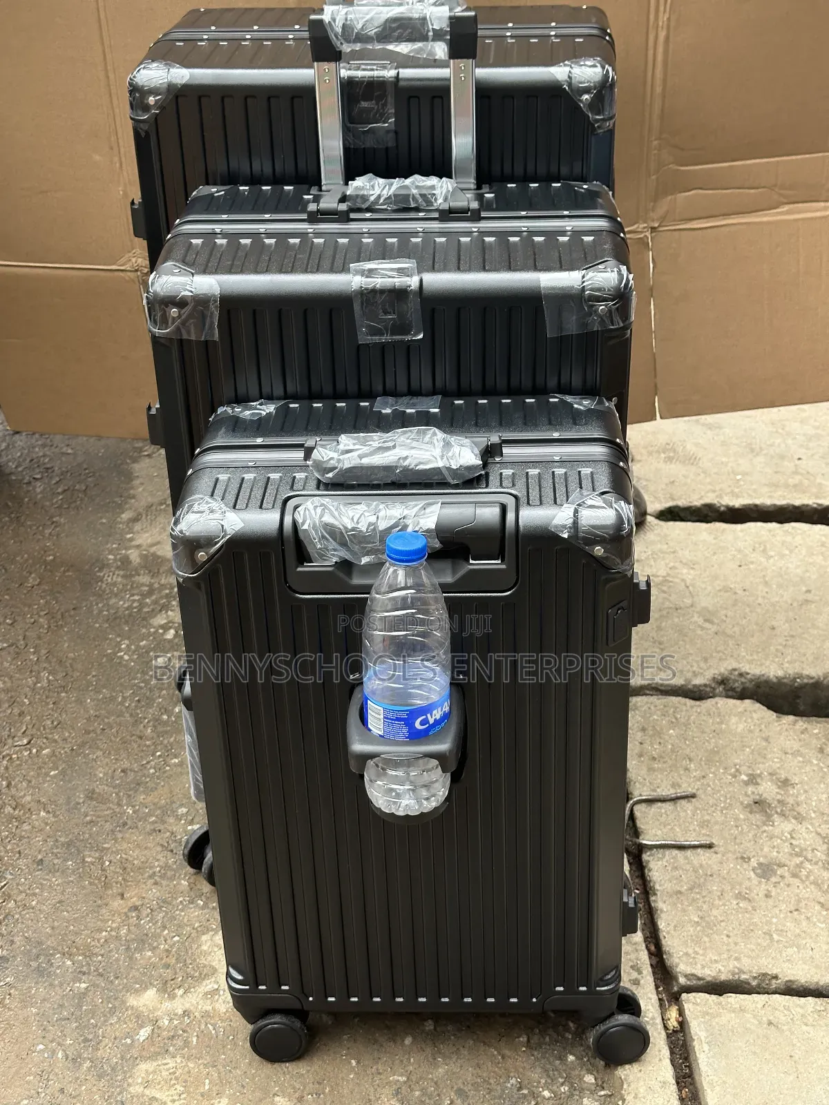 Black Set of 3 Usb and Water Bottle Jumbo Aluminium Boxes