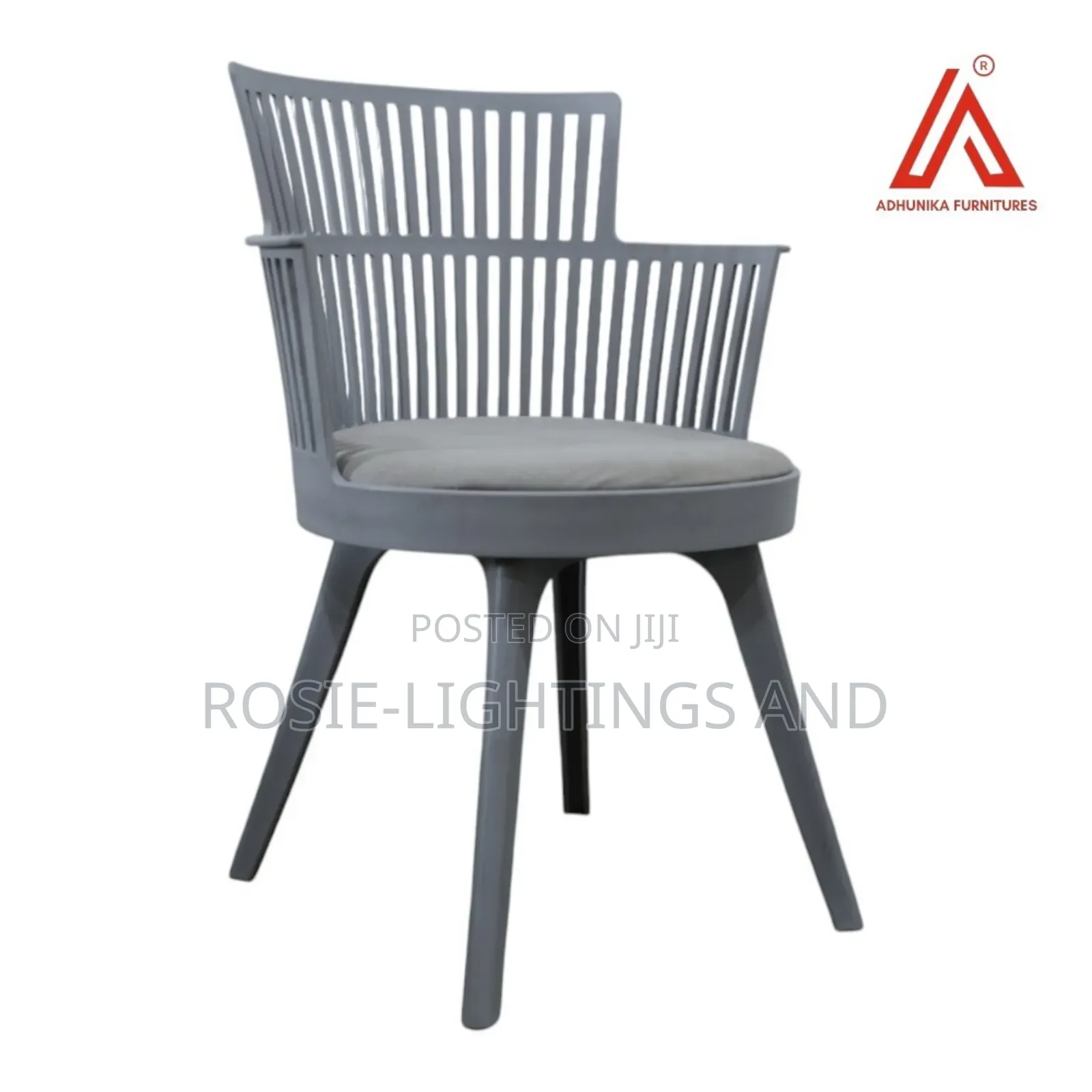 Modern Plastic Armchair With Cushion -Gray
