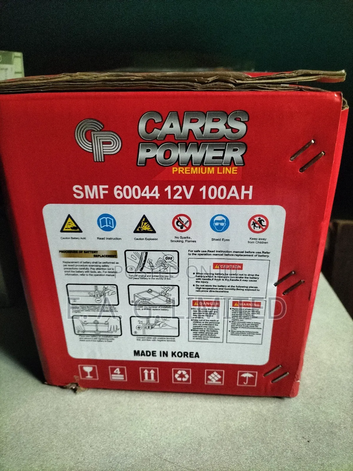 Carbs Power Premium Line 12v 100ah Battery Made in Korea