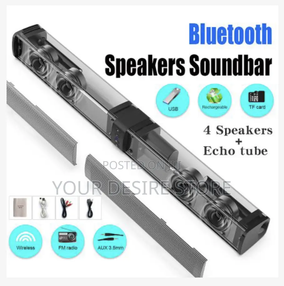 Home Theater Speaker,Bluetooth 5.0 Subwoofer Soundbar -Black