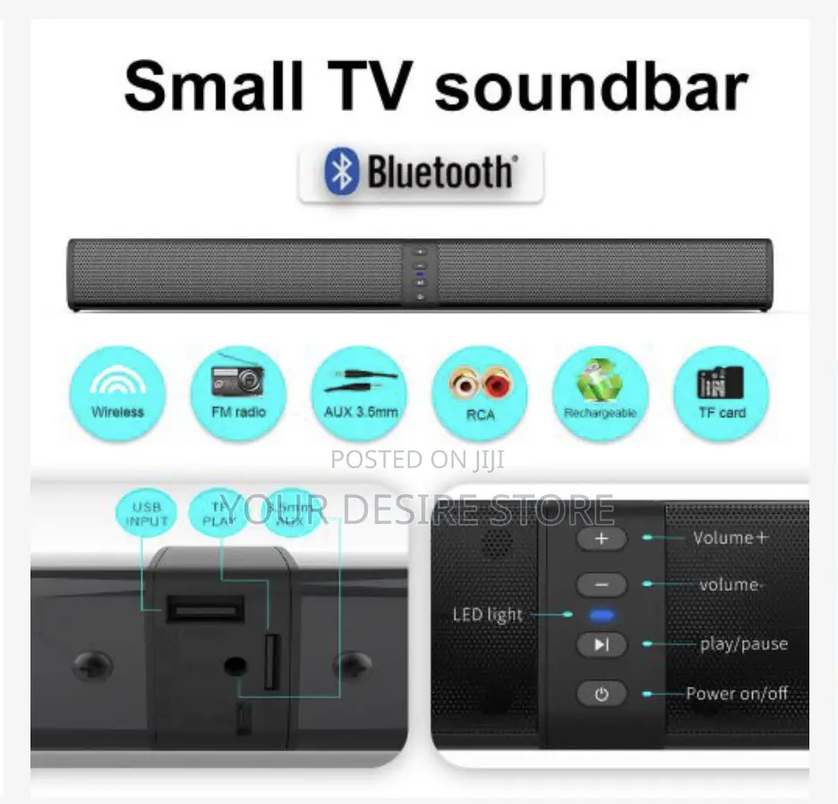 Home Theater Speaker,Bluetooth 5.0 Subwoofer Soundbar -Black