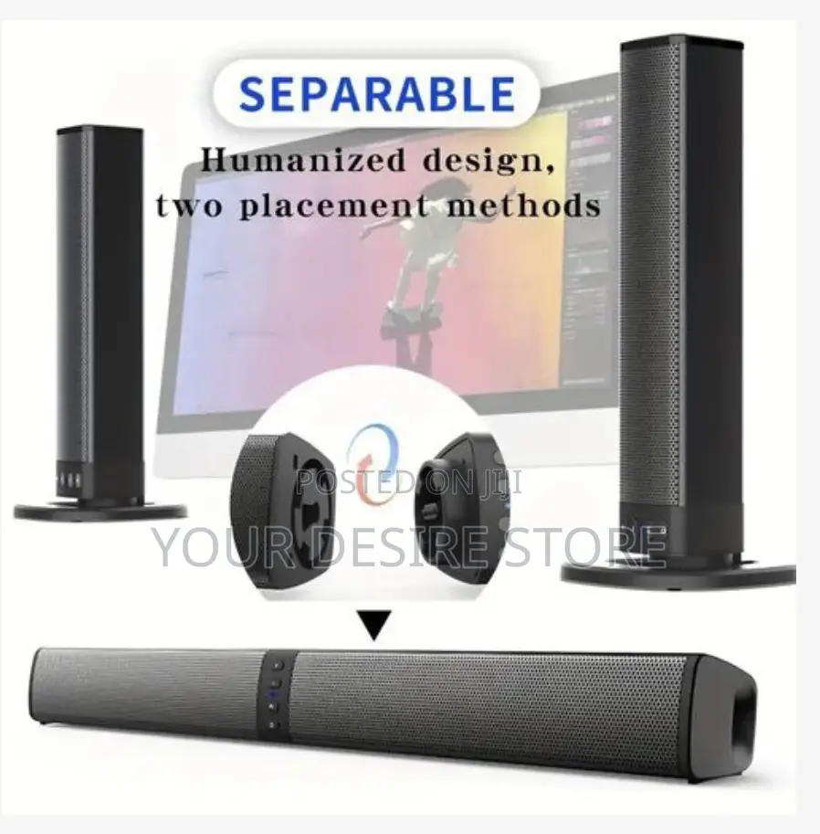 Home Theater Speaker,Bluetooth 5.0 Subwoofer Soundbar -Black
