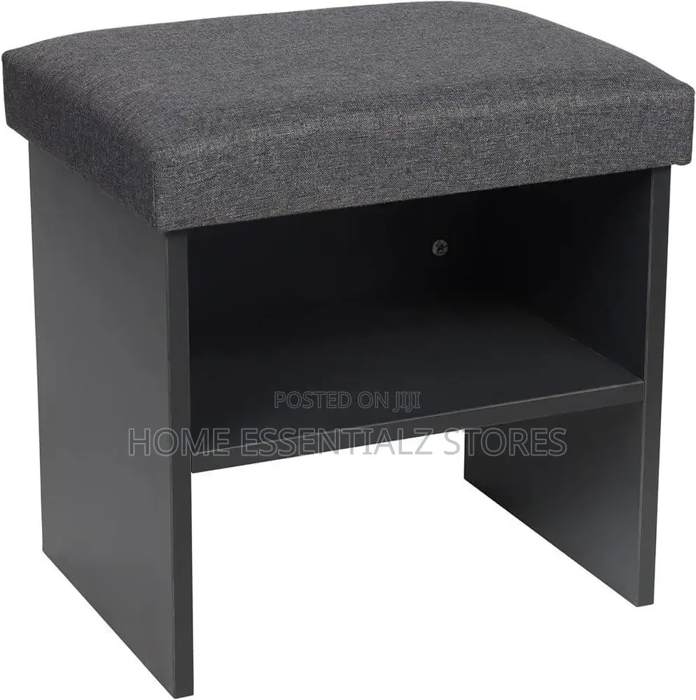 Makeup Vanity Stool With Storage - 2 Tier Shoe Bench