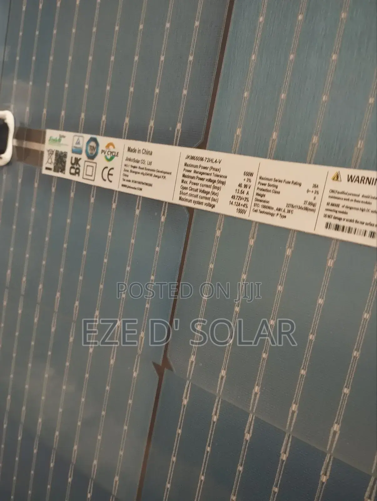 650w Jinko Solar Panel Bi-Facial