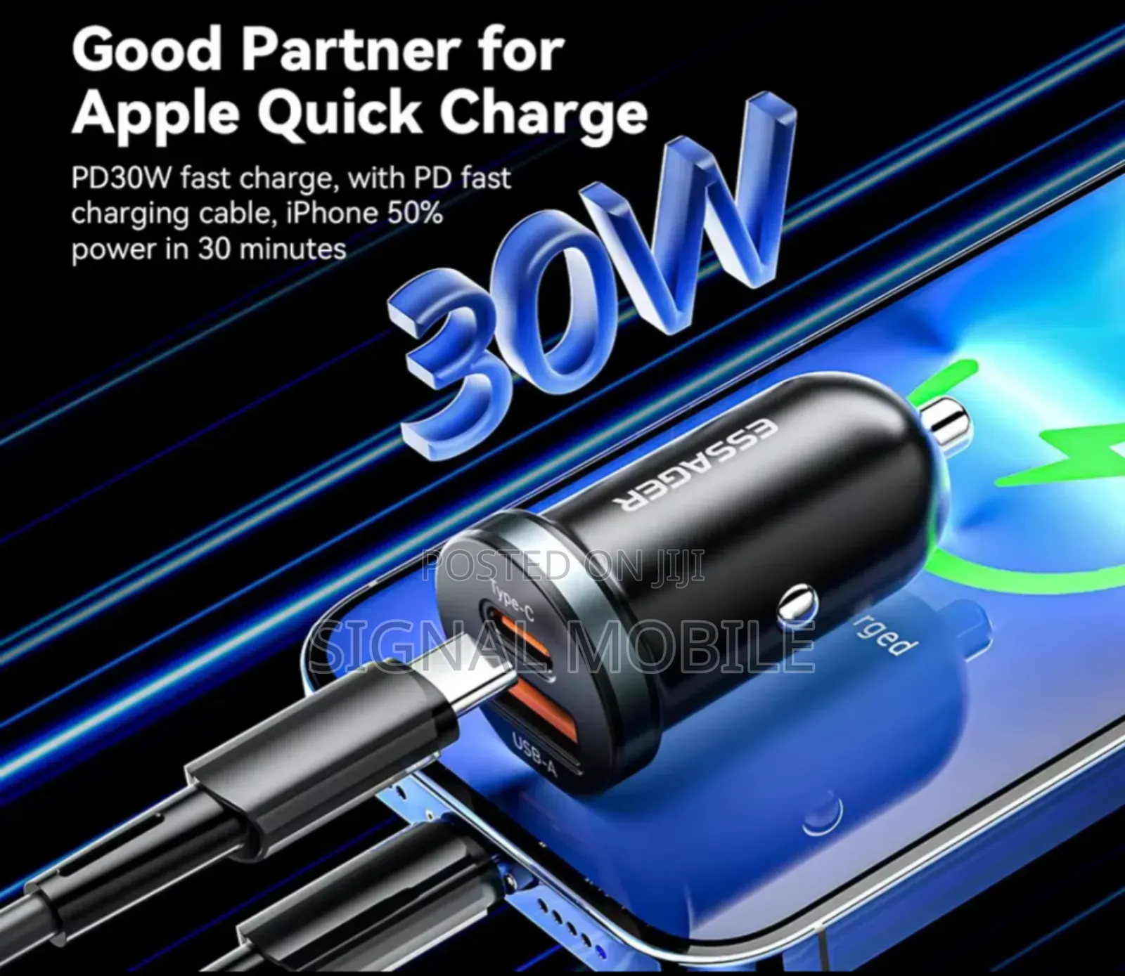 Essager 30w 5a Qc 4.0 Pd 3.0 Usb Fast Car Charger for iPhone