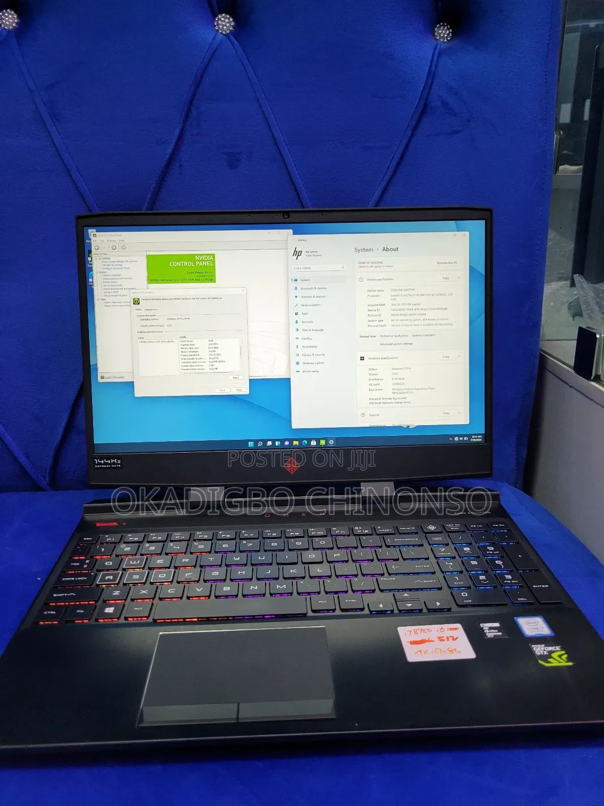 Laptop HP Omen 15-Dh002nr 16GB Intel Core I7 SSD 512GB
