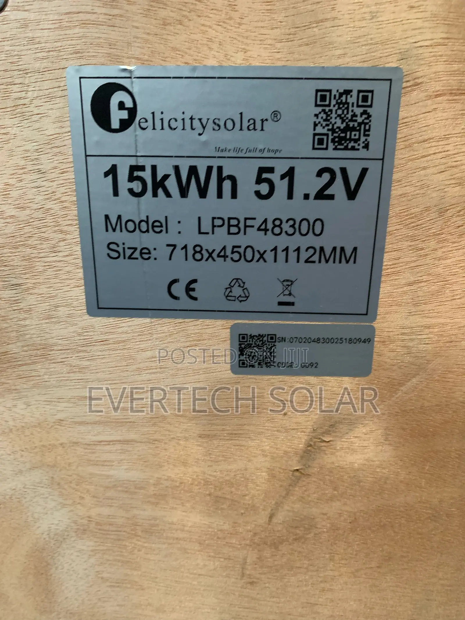 15kwhs Felicity Lithium Phosphate Battery 51.2v