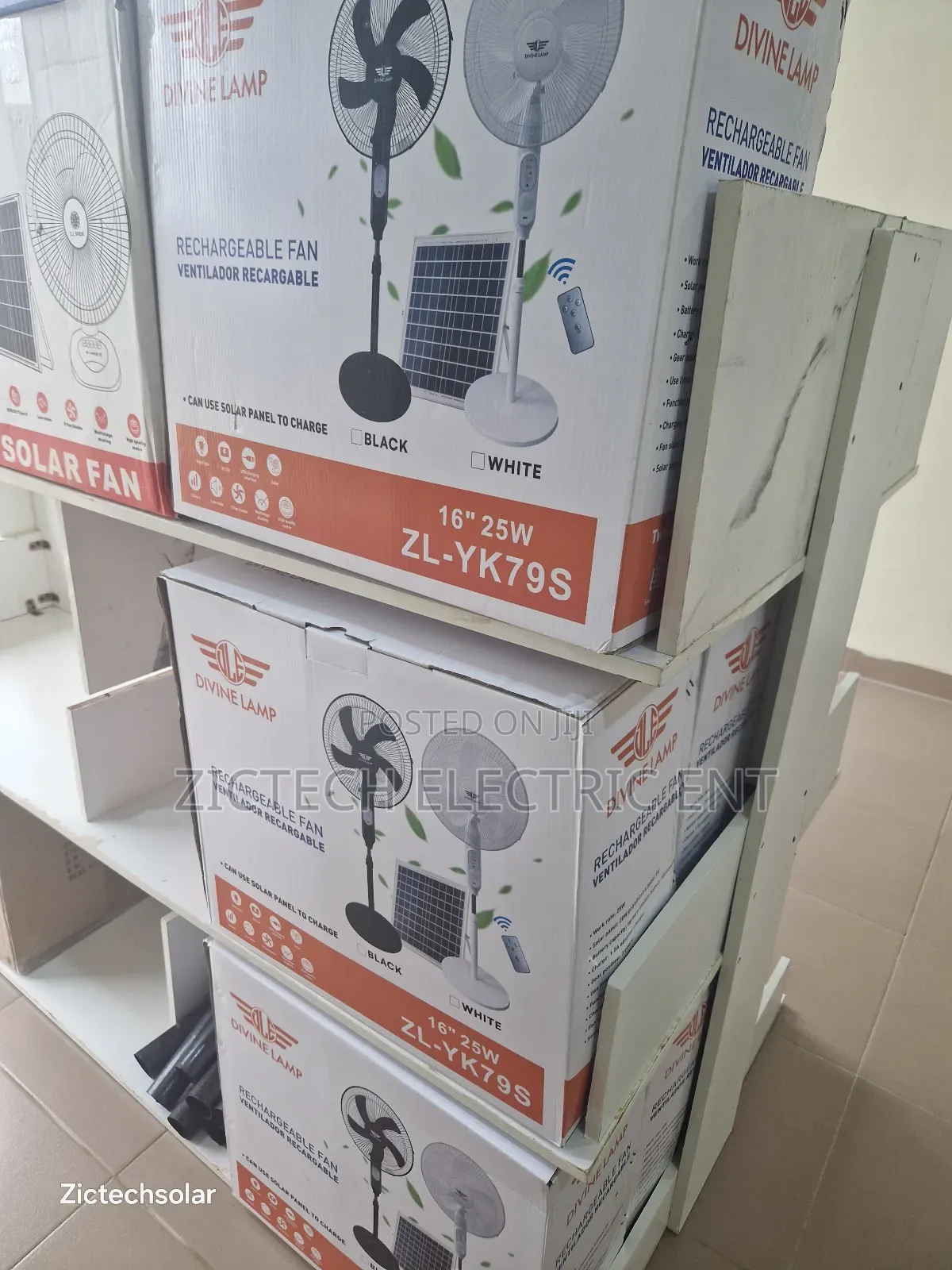 16" Solar Rechargeable Fan With 20w Solar Panel